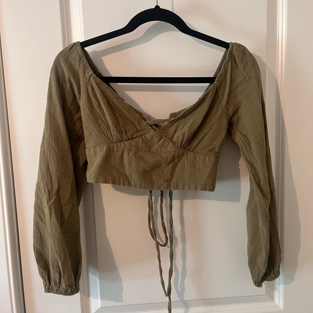 Princess Polly Army Green Long Sleeve Top
